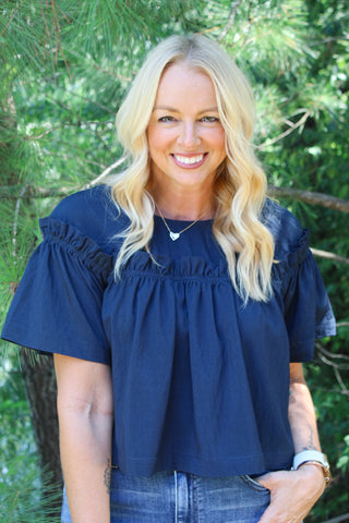 Tasha Cropped Blouse - Navy