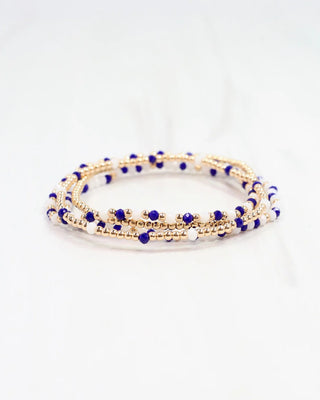 Lottie Beaded Bracelet Set - Blue White