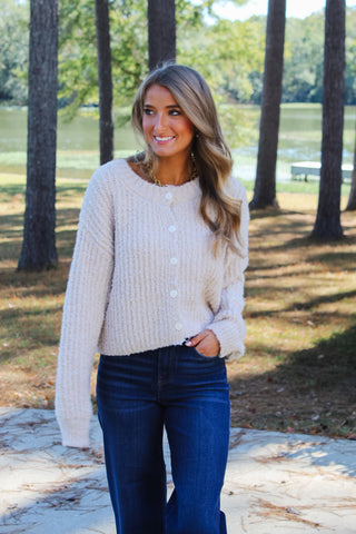 Fluffy Cardigan Sweater - Alpaca