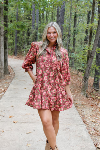 Viola Mini Dress - Burgundy