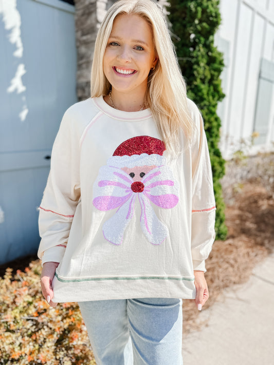 Santa & Bow Raglan Sleeve