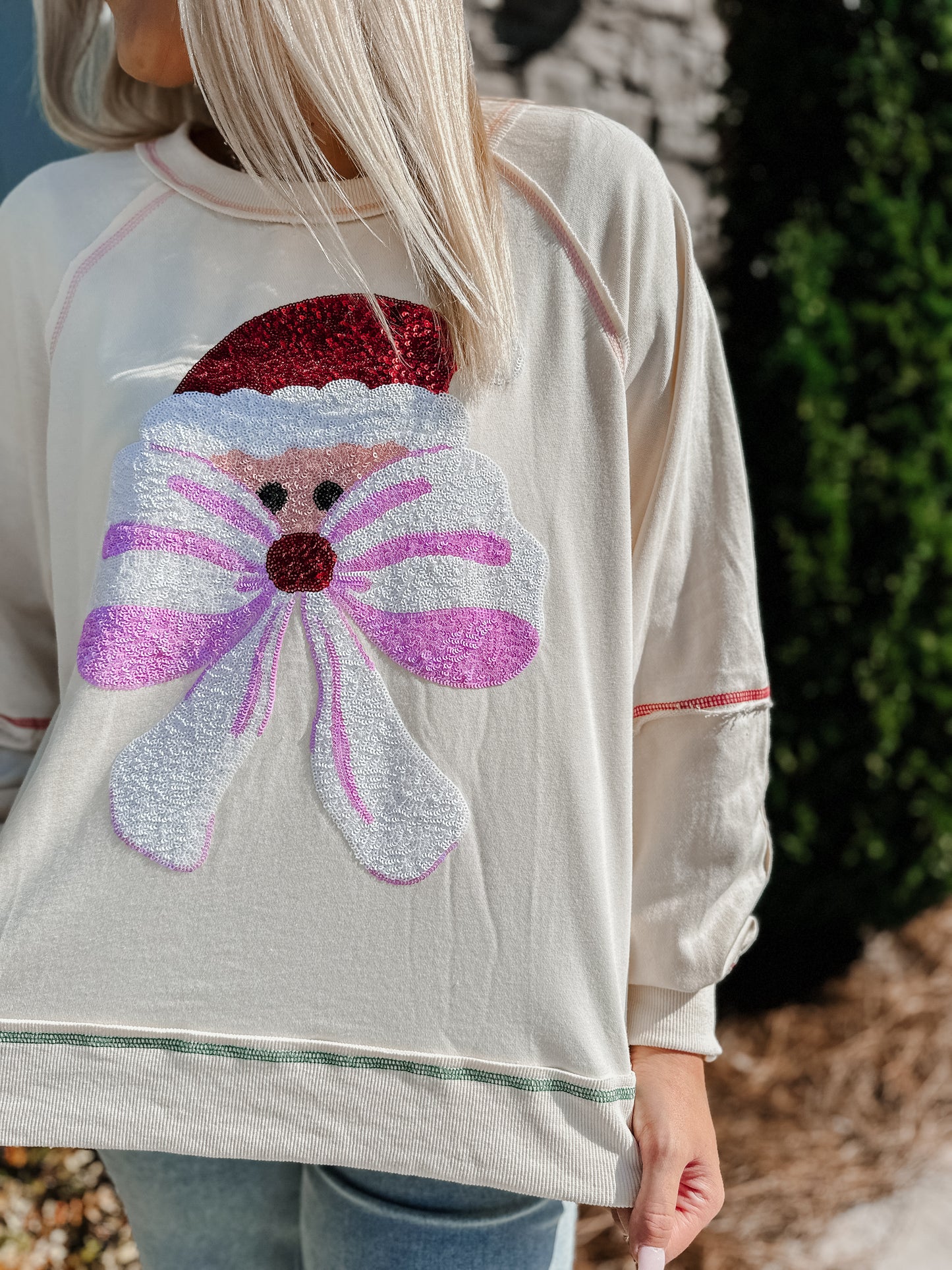 Santa & Bow Raglan Sleeve