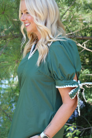 Rilyn Short Puff Sleeve Mini Dress - Army