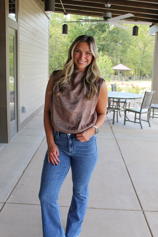 Betty Sleveless Bubble Top - Mocha