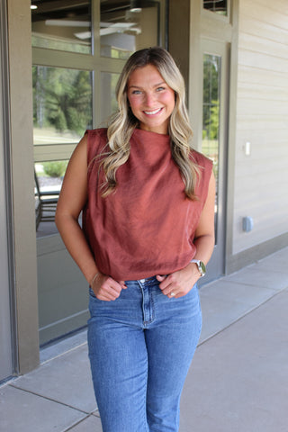 Betty Sleveless Bubble Top - Burgundy