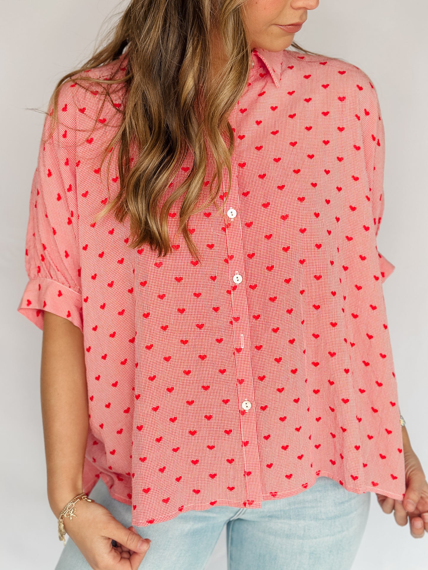 Nelly Heart Print Short Sleeve Top