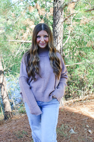Maddie High Neck Sweater - Mocha