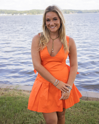 Linda Tie Back Mini Dress - Orange