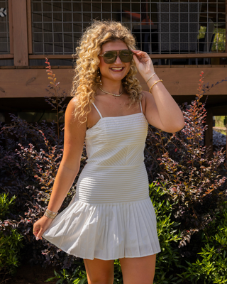 Lily Pleated Dress - White