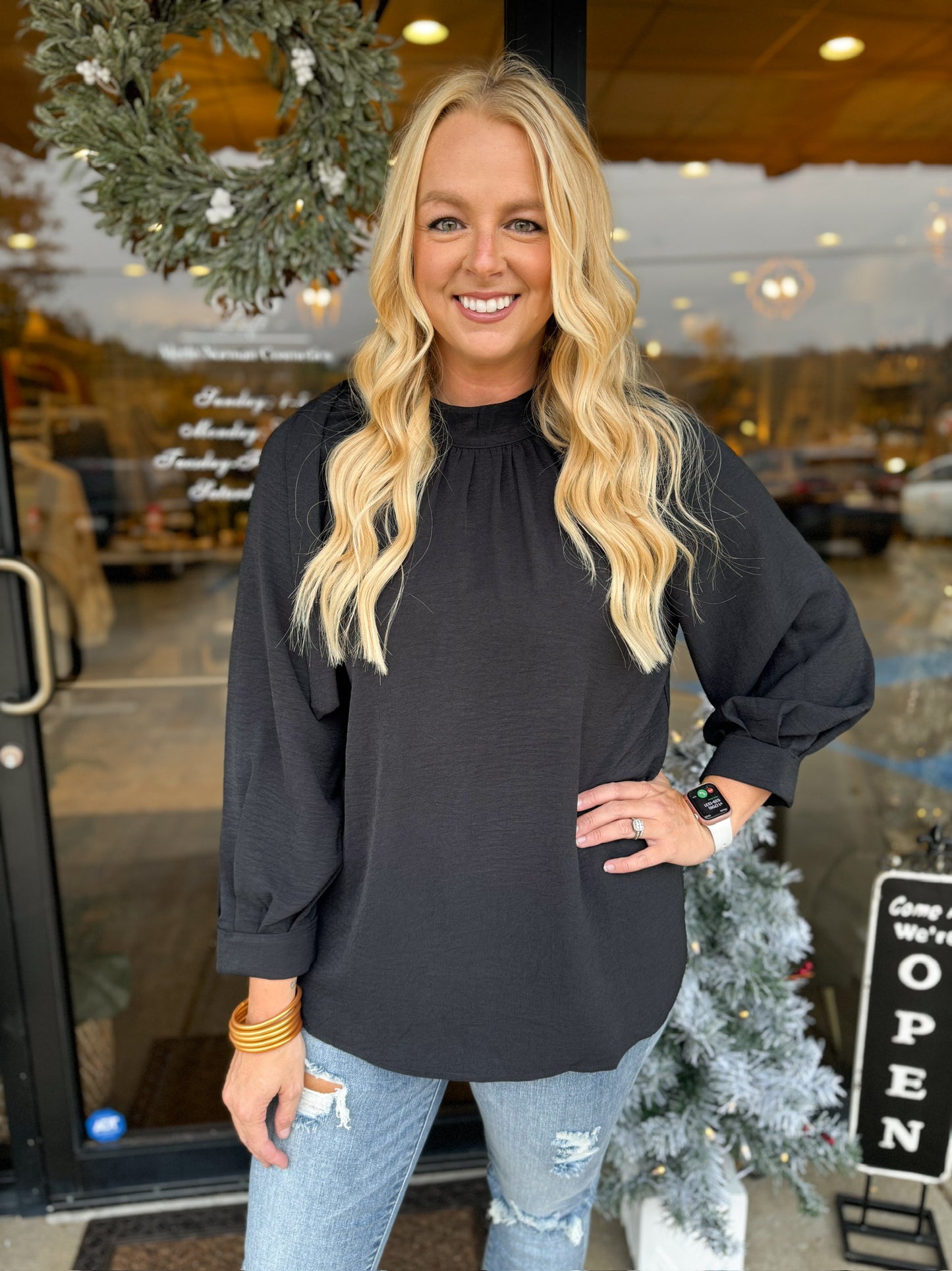 Lexie Long Sleeve Top-Black