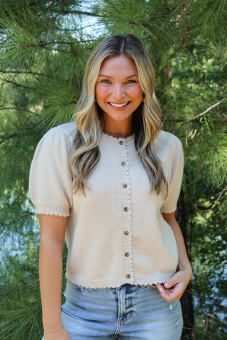 Blaine Puff Sleeve Sweater - Ecru