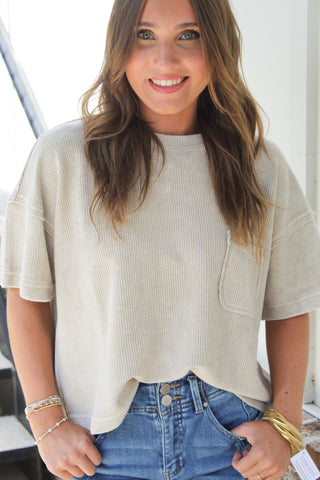 Lois Ribbed Top - Khaki
