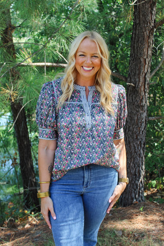 Kingston Patterned Top - Midnight