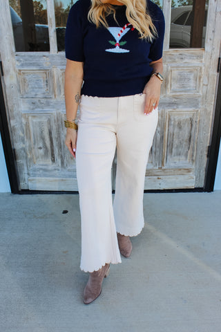 Scalloped Jeans - Ecru