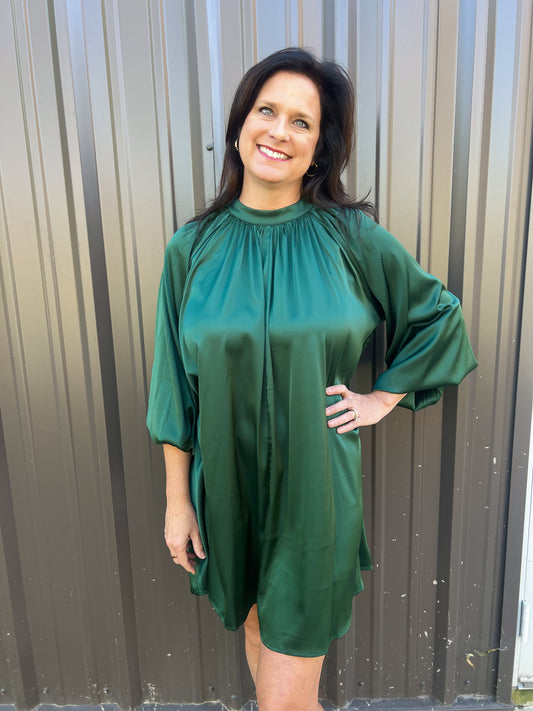 Shift Dress-Hunter Green