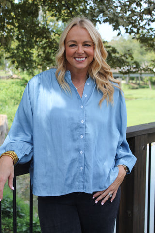 Carleen Button Up Top - Denim