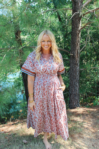 Luna Floral Dress - Camel