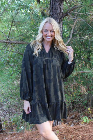 Martie Jacquard Dress - Olive