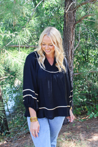 Catherine V-neck Top - Black