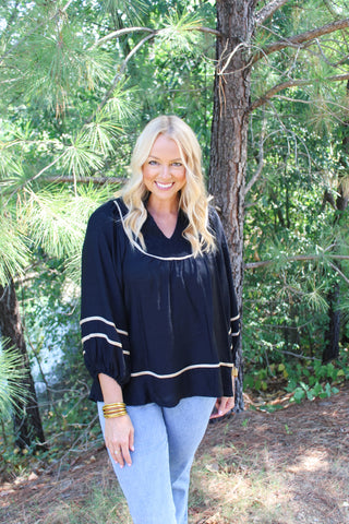 Catherine V-neck Top - Black