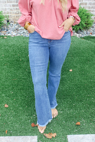Judy Blue Bootcut Frayed Hem Denim