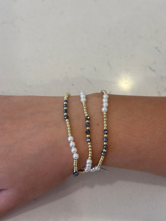 JT Grey & Pearl Beaded Bracelet