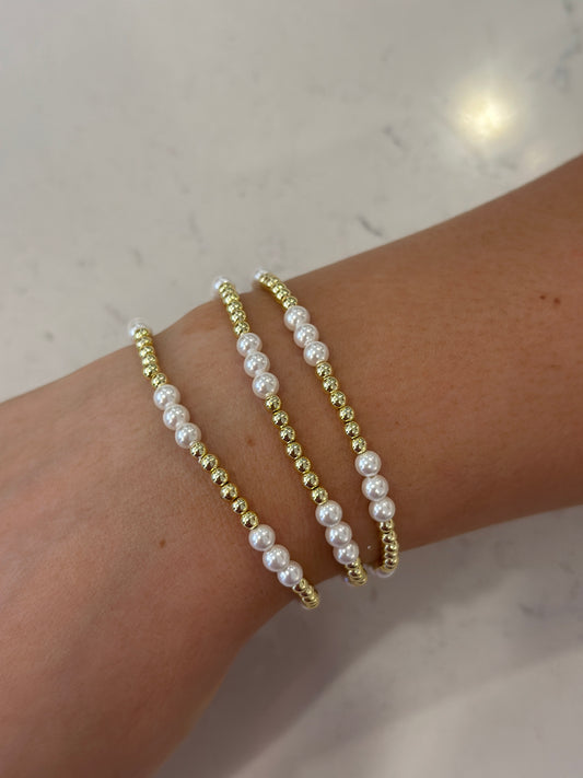 JT Gold and Pearl Beaded Bracelet