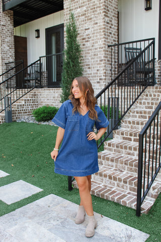 Margo Mini Shirt Dress - Denim
