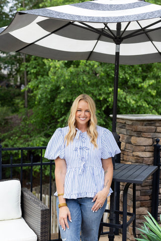Ellison Striped Top - White