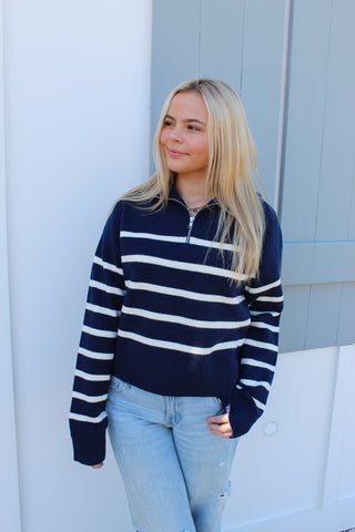 Piper Stripped Sweater - Navy