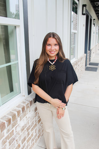Zenana Oversized Crop Tee - Black