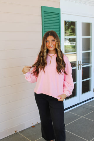 Zenana Acid Washed Ribbed Cropped Pullover - Dark Pink