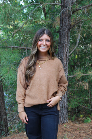 Zenana Melange Oversized Sweater - Deep Camel