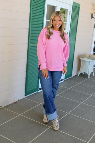 Zenana Brushed Melange Oversized Sweater - Candy Pink
