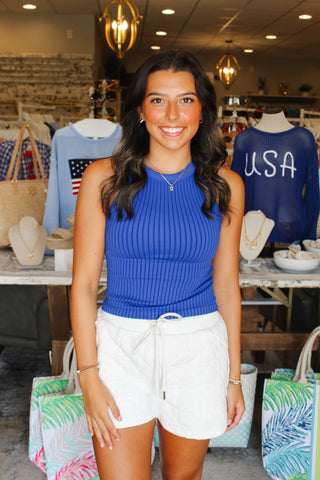 Zenana Ribbed Tank - Light Navy