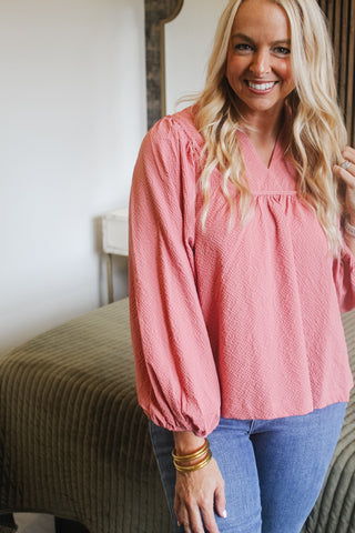 Cassidy Textured Top - Dusty Rose