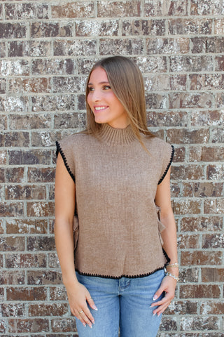 Cory Mock Neck Sweater - Mocha