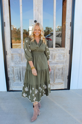 Avery Midi Dress- Olive