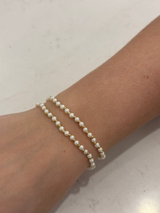 JT Pearl & Mini Gold Beaded Bracelet