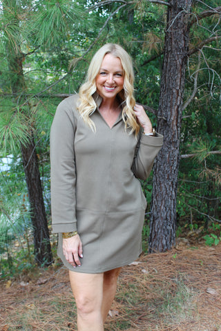 Marie Collard Mini Dress - Olive