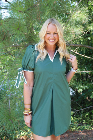 Rilyn Short Puff Sleeve Mini Dress - Army