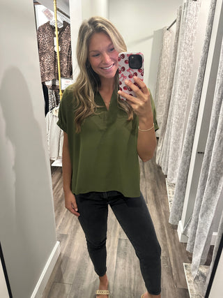 Marley Short Sleeve Top - Olive