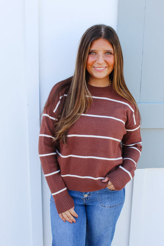Ariana Stripped Sweater - Brown