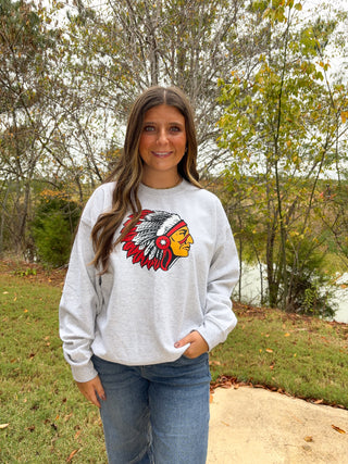 Warrior Head Sweatshirt - Heather Grey