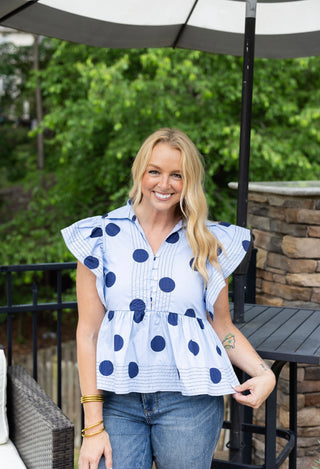 Polly Polka Dot Top - Blue