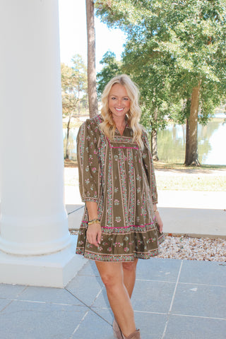 Melissa Babydoll Dress - Brown