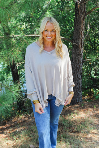 Asymmetrical Hem Top - Stone