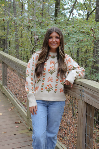 Teri Floral Sweater - Cream
