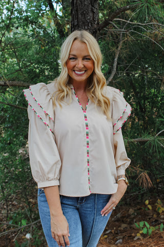 Mila Ruffle Top - Ecru