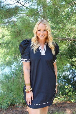 Berlin Puff Sleeve Mini Dress - Black
